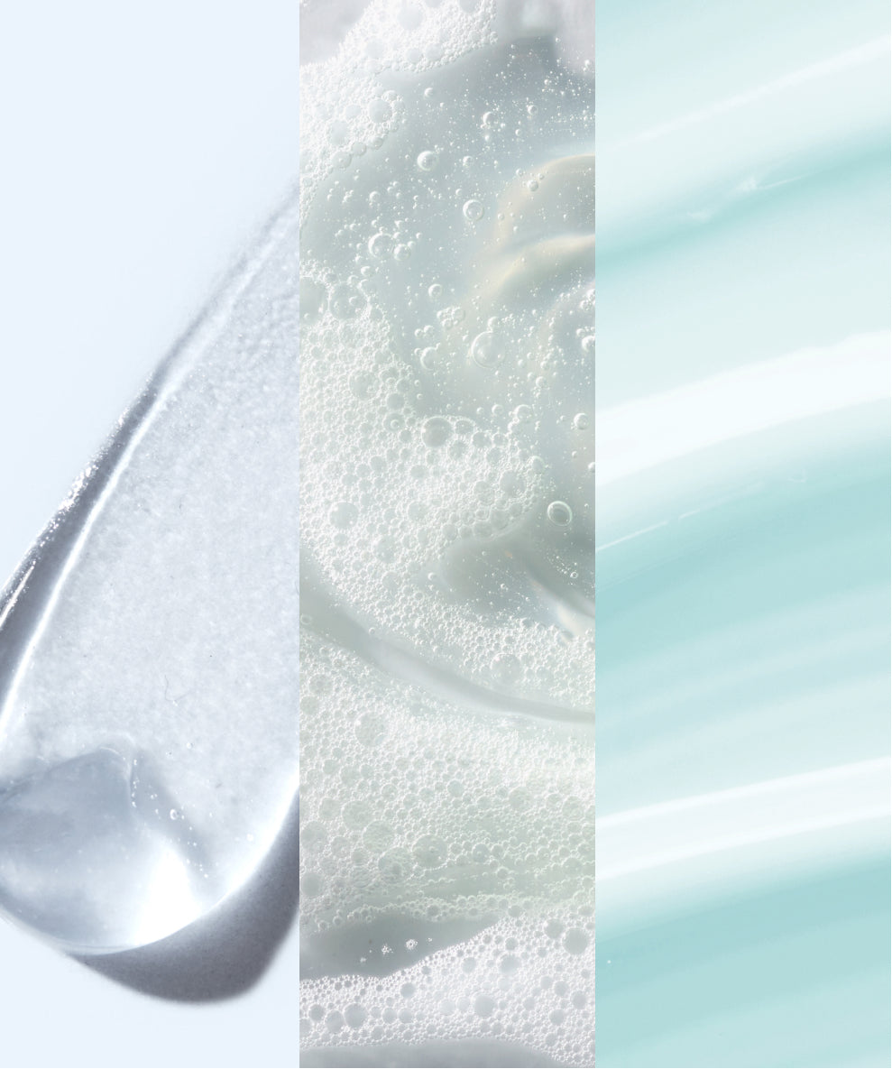 belif Jelly Skin bundle silo: Aqua Bomb Eye Gel, Jelly Cleanser and Aqua BombTexture