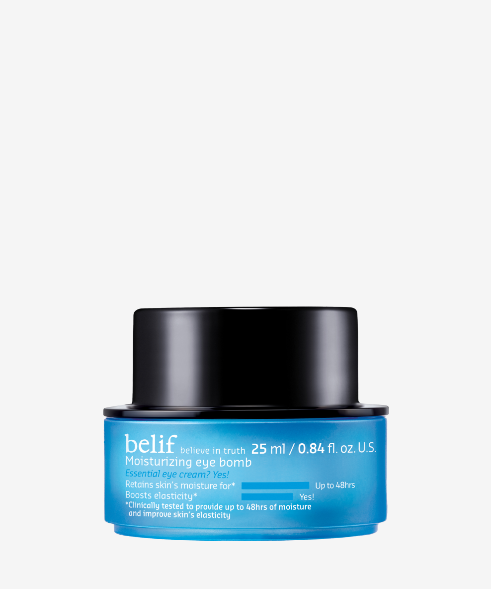 belif Moisturizing Eye Bomb K-beauty eye cream in a jar, designed to hydrate and firm the delicate skin around the eyes