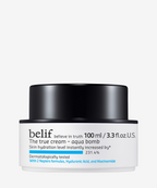 belif The True Cream Aqua Bomb K-beauty moisturizer in jar with soft texture, ideal for hydrating and plumping dry skin in 100ml