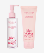 THE FACE SHOP Rice Water Bright Deep Cleanse Duo – K-Beauty Double Cleansing Set with Cleansing Oil and Foaming Cleanser.