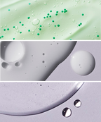A close-up of the creamy, detoxifying Purifying Clay Shampoo, the lightweight foamy lather of the Thickening Shampoo, and the silky, nourishing Miracle In-Shower Treatment.