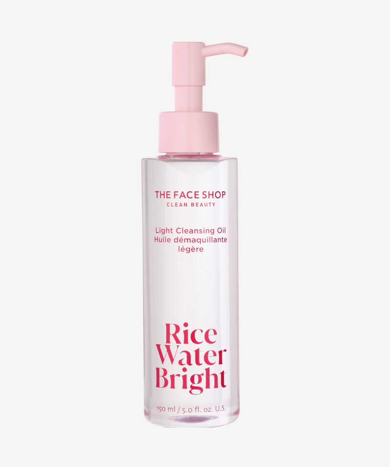 THE FACE SHOP Rice Water Bright Light Facial Cleansing Oil – Lightweight, Vegan K-Beauty Makeup Remover in a Sleek Pump Bottle