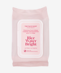 THE FACE SHOP Rice Water Bright Cleansing Facial Wipes – Vegan K-Beauty Makeup Remover with Rice Water and Rice Bran Oil.
