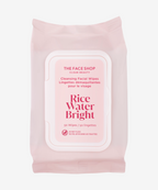 THE FACE SHOP Rice Water Bright Cleansing Facial Wipes – Vegan K-Beauty Makeup Remover with Rice Water and Rice Bran Oil.